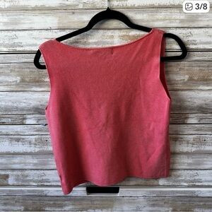 Linda Allard Ellen Tracy Sleeveless Knit Top Coral Pink Size M USA Made